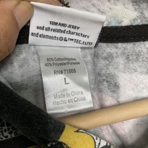 Tom And Jerry Graphic Print Comic All Over Black Pullover Hoodie Size Large L - Picture 10 of 12